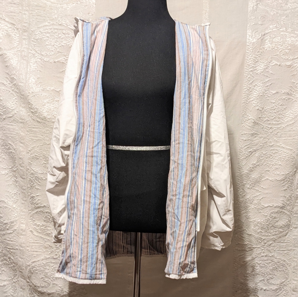 Vintage Misty Harbor White Lined Hooded Rain Coat Size L